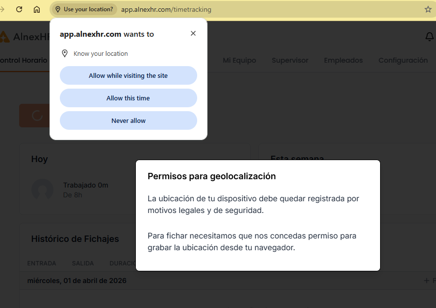 Solicitud de geolocalización