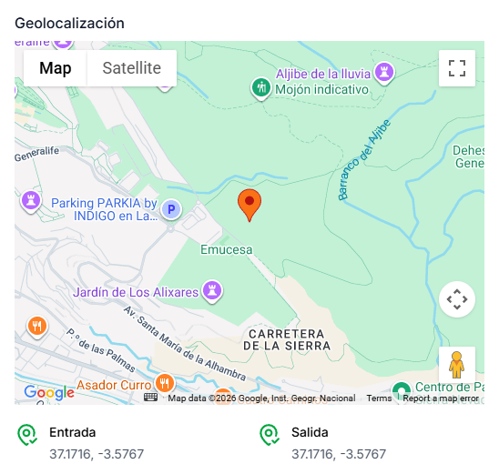 Mapa del detalle del fichaje