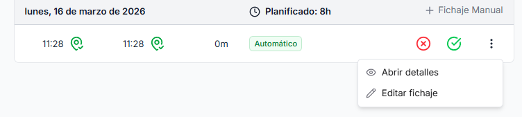 Menú de detalles